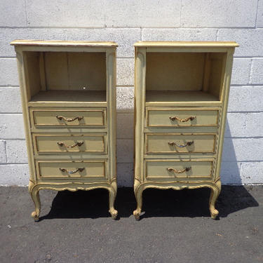 Pair of Nightstands Drexel Touraine Tables French Provincial Bombe Chest Furniture Dresser Console Bedroom Shabby Chic CUSTOM PAINT AVAIL by DejaVuDecors