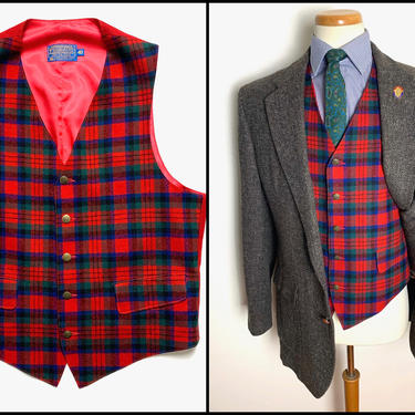 Vintage PENDLETON Wool Vest / Waistcoat ~ size 40 ~ Tartan Plaid ~ Wedding ~ Ivy Style / Preppy / Trad ~ Hunting 