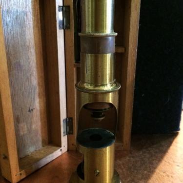 Circa 1900 French Field Microscope with WoodBox