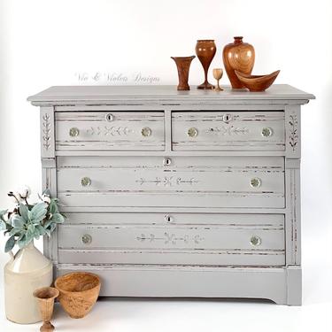 SOLD***Farmhouse Eastlake Dresser Bureau / Chest of Drawers / Bedroom / Entryway Table / Dining Room 