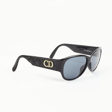 CHRISTIAN DIOR 90s Black Oversized Sunglasses w/ Quilted Details