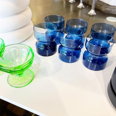 Vintage MCM Cobalt Blue Glass Set