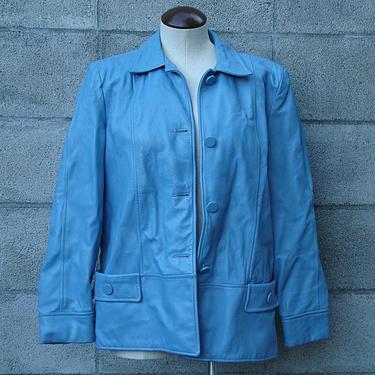 Blue Leather Jacket Vintage 1960s Baby Fredrick and Nelson Coat 