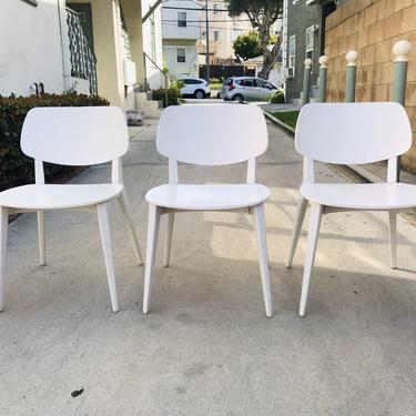 MID CENTURY MODERN Style Set of 3 White Billiani Dining Chairs #LosAngeles 