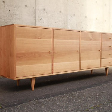 Danish Modern Console, Mid-Century Modern, Modern Solid Hardwood Sideboard, Modern Credenza (Shown in White Oak) 