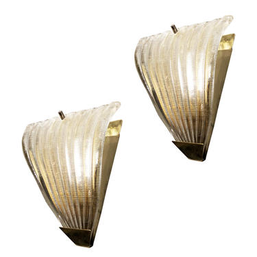 Ribbed Murano Glass Sconces, Italy, 1960's