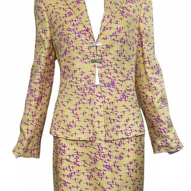 Gianni Versace 90s “Yellow Geese Flying South” Skirt Suit  New/Old