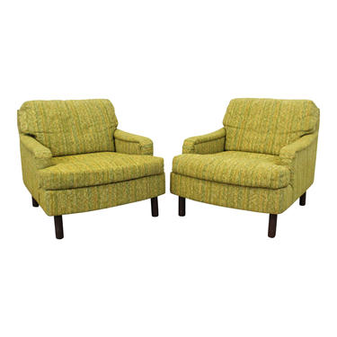 Pair of Vintage Mid-Century Danish Modern Green Lounge Chairs/Club Chairs Set 