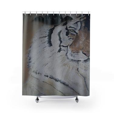 Shower Curtain Animal Print Tiger ~ Art Shower Curtain ~ Original Animal Art ~ Bath Shower Curtain ~ Animal Print Bath Decor 