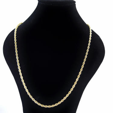 Elegant Vintage Italian 14k Solid Gold Twisted Rope Necklace 23.5in 