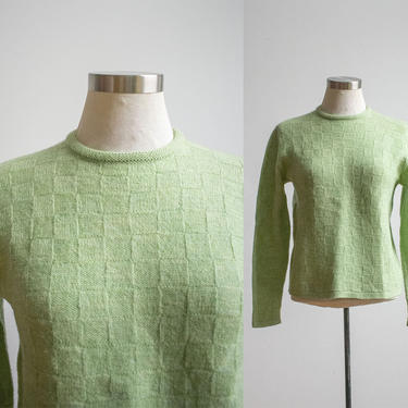Vintage 1960s Knit Sweater / Green Knit Sweater / Vintage Edward Warren Knit Sweater / 60s Avocado Green Sweater 