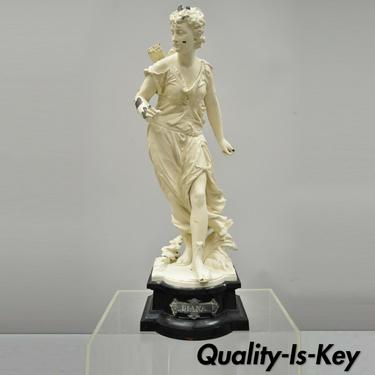 Antique Cast Spelter Greek Goddess Diana the Hunter French 24" Statue Sculpture