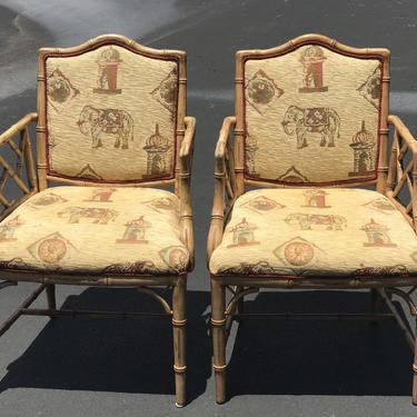 Pair of vintage faux bamboo arm chairs 