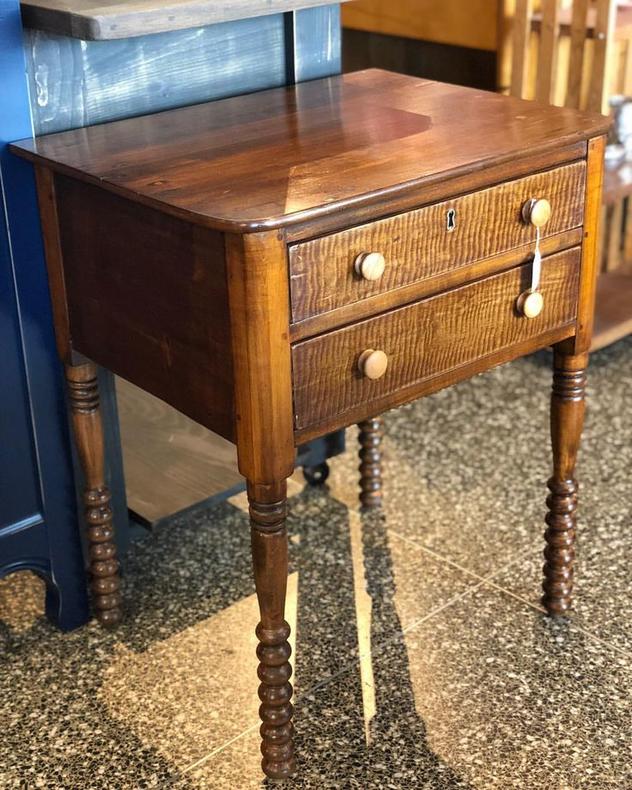 Gorgeous two drawer tiger maple nightstand!