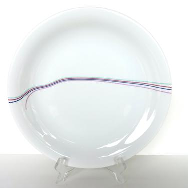 3 Rorstrand Rainbow Dinner Plates From Sweden, Vintage Swedish Rainbow Ribbon Plates By Bertil Vallien 