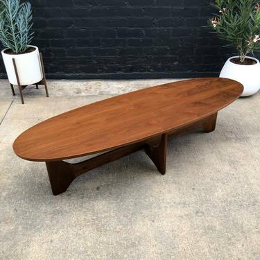 Custom Mid-Century Modern Walnut Surfboard Style Coffee Table 