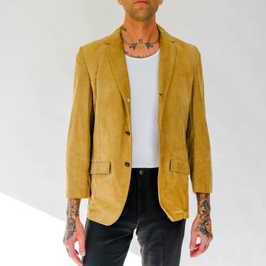 Vintage 60s Martin of California Camel Buckskin Suede Jacket | Made in California | 100% Genuine Leather | 1960s Mod, Rockabilly Mens Blazer 