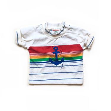 Vintage 70’s TODDLER Rainbow Anchor Graphic T-Shirt Sz 3 Months 