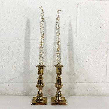 Vintage Brass Set of Two Harvin Newport Candle Holders Candlesticks Retro Tiered Decor Mid-Century Hollywood Regency Candleholder MCM 