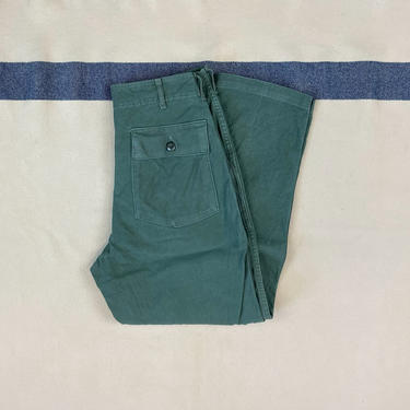 Size 30x28 1/2 Vintage 1960s US Army Cotton Sateen OG-107 Fatigues Utilities Baker Pants 