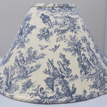 French Blue and White Toile Medium-Sized Empire Lamp Shade