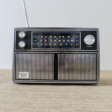 Vintage Radio - Century Sound Solid State - Twin Speaker - Electric Battery - AM/FM/SW Radio - Portable Radio 