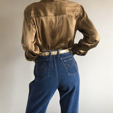 80s Oscar de la Renta jeans / vintage high waisted designer straight leg soft denim blue jeans | 24 W size 0 