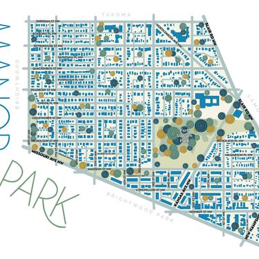 Manor Park DC neighborhood map art print 11x17 inches 