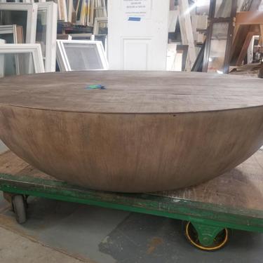 Vintage Restoration Hardware Sphere Round 55” Coffee Table In Ash Reclaimed Pero Floor Model