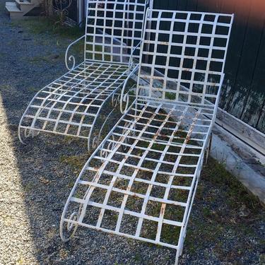 SOLD. Wrought Iron Chaises Lounge (pair) | Patio/Pool/Garden Furniture