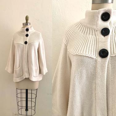 vintage 90's cream bell shaped cardigan // fall beige sweater 