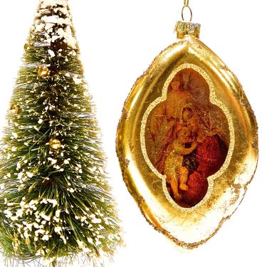 VINTAGE: Mary Baby Jesus and Guarding Angel Ornament - Window Glass Ornament - SKU 30-402-00013372 