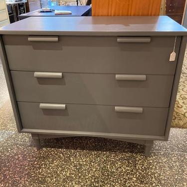 Mid century gray painted 3 drawer chest. 36” x 19” x 31”