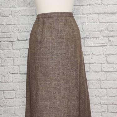 Vintage 70s 80s Brown High Waisted Skirt with Pockets // Size L 