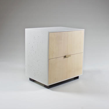 Hanks Modern Concrete Nightstand and Cabinet, Walnut or Ash by CrumpandKwash