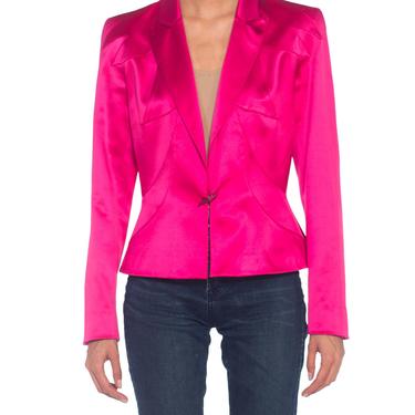 Hot-pink Satin Thierry Mugler Couture 1990s Jacket Size: S/M 