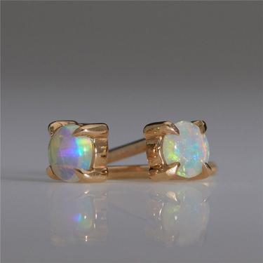 E102 18k gold vermeil opal stud earring, opal earring, tiny opal stud earring, dainty opal studs, gold stud earring, gift,  white opal studs 