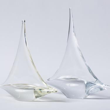 Pair of Glass Sailboats by Marcolin of Sweden