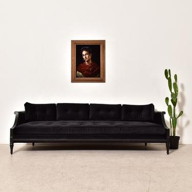 Vintage Black Velvet 1960’s Sofa Restored 