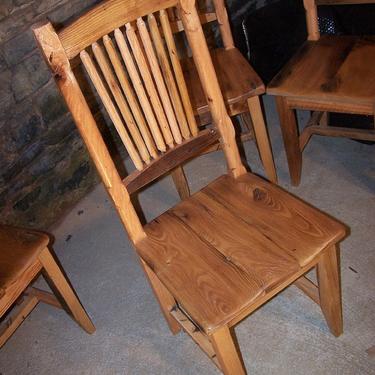 Reclaimed Wormy Chestnut Wheat Sheaf Spindle Back Chairs 