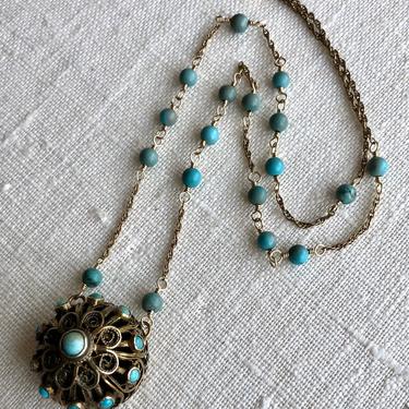 Wishing For Wings [vintage filigree, turquoise, gold fill] 