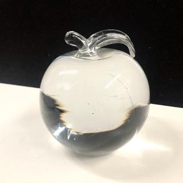 Clear Glass Apple Paperweight 