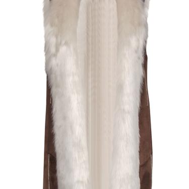 Marc New York by Andrew Marc - Brown Faux Sued "Sasha" Vest w/ Faux Fur Lining Sz S