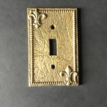 Cast Brass Switch Plate Cover With Fleur de Lis