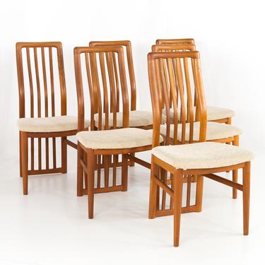 Kai Kristiansen for Schou Andersen #170 Mid Century Danish Teak Highback Dining Chairs - Set of 6 - mcm 