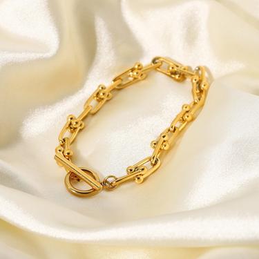 B012 gold Link chain bracelet, gold chain bracelet, gold paperclip bracelet, gold link bracelet, gold bracelet, gold link chain bracelet 