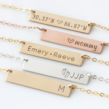 Gold or Silver Name Bar/ Bar Necklace Personalized/ Personalized Jewelry/ Gift for Her/ Name Bar Necklace/ Initial Necklace / Mom Necklace 