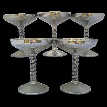 Vintage Beyca Silver Plated Champagne Coup Sherbert Cup Goblets - Set of 5