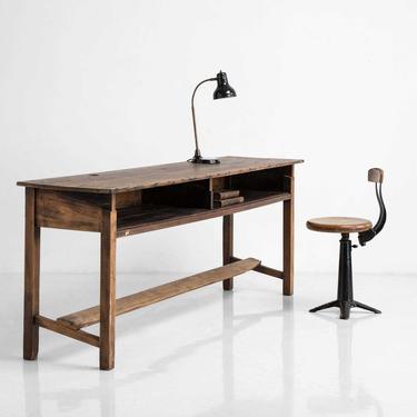 School Desk / Work Table & Cast Iron Base Table Lamp