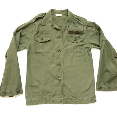Vintage 1970s Women's OG-107 US Army Utility Shirt / Jacket ~ Fits S ~ Military Uniform ~ Ripstop Poplin ~ Vietnam War 
